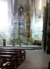 ALKITOOL en los trabajos de limpieza de la iglesia de San Pedro de Alagón